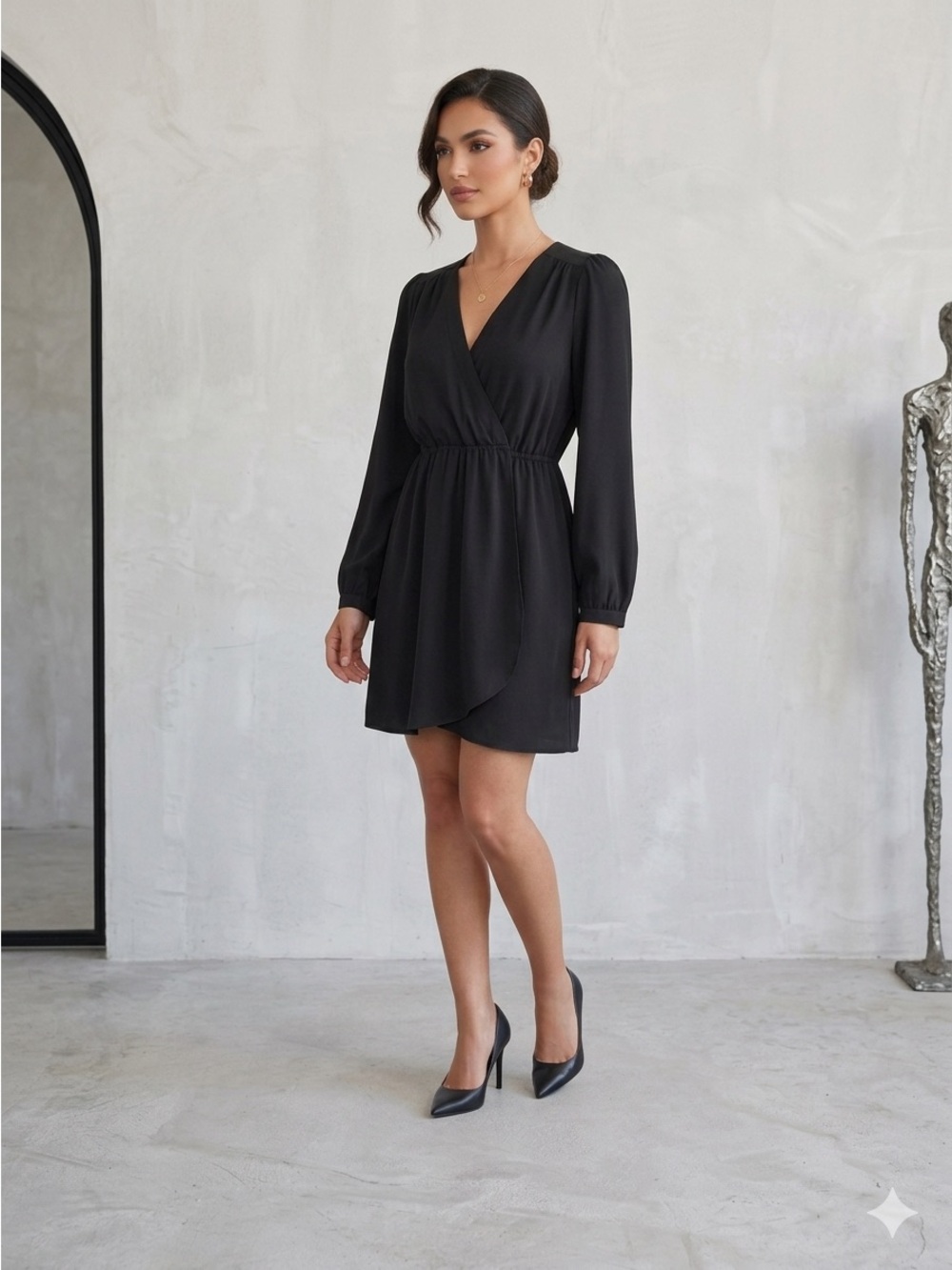 Alythea Black Long-Sleeve Dress